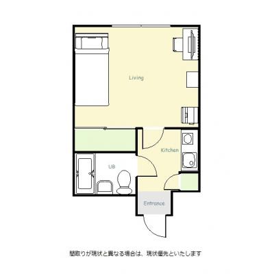 ユニオンマンスリー柏１　210　1R・シングル☆◆インターネット固定回線（有線）無料の部屋◆デスク＆チェアがあるお部屋で在宅勤務にオススメ。の間取り図