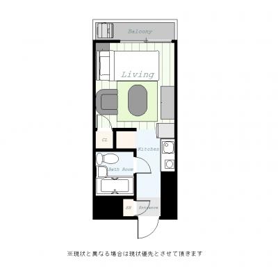 ●2026年1月27日から入居可●ユニオンマンスリー相模原１　305　1R・シングル・くつろぎstyle☆の間取り図