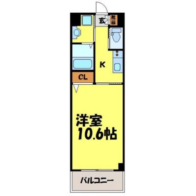 トーマンスリー博多区千代☆広々30㎡☆ネット無料☆の間取り図