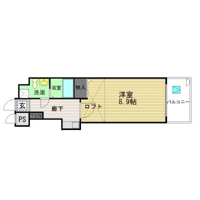 エールマンスリー幟町　壱番館（10-3)　【★無料WI-FI標準装備（無制限）★、乾燥機能付洗濯機、３２型TV、ゴミ毎日回収、宅配ＢＯＸ、ロフト】の間取り図