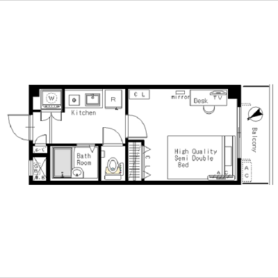 [六本木ヒルズ至近]マンスリー22M：1K、20平米(3階)の間取り図