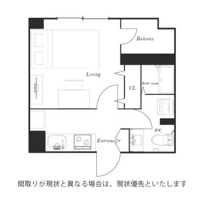 ユニオンマンスリー横浜駅西口６　503　1K・セミダブル☆横浜市営地下鉄ブルーライン「横浜駅」から徒歩9分の物件の間取り図