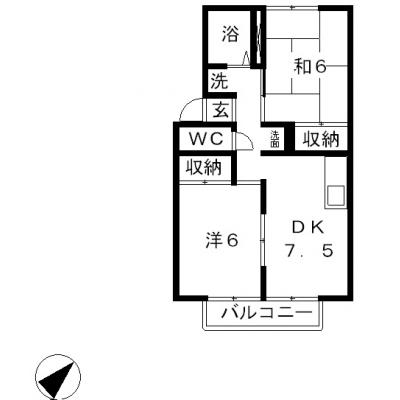 ★★プレジール安原A・B（※禁煙）★★【さくらマンスリー】近隣に24時間スーパーや飲食あり！水島中心地2DK物件♪の間取り図