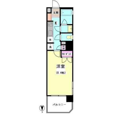 シティマンスリー川崎・Alicia　8A　モノトーンタイプ【光インターネット（WIFI）無料】【26㎡以上】【オートロック】【ハイグレード】の間取り図