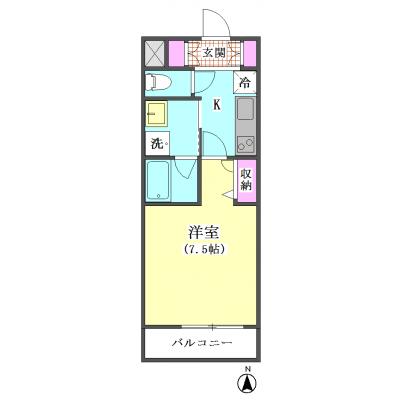 シティマンスリー川崎・サウザンドパインフォレスト　4Ｃタイプ　禁煙　【光インターネット（WIFI）無料】【ビジネス、研修オススメ】【25㎡以上】【セミダブルベッド】の間取り図