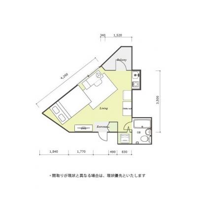 ユニオンマンスリー武蔵小金井１　403　1R・セミダブル☆JR中央線(快速)利用可能。東京農工大学小金井キャンパスも至近/人気の角部屋の間取り図