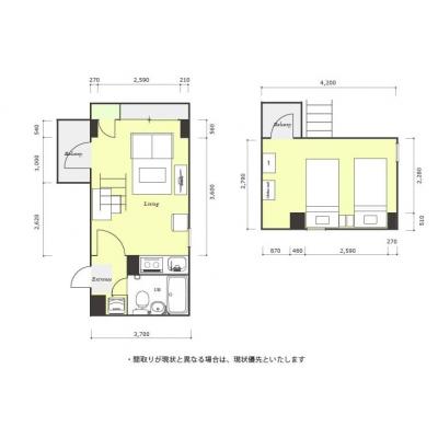 ユニオンマンスリー八王子７　501　1LDK・ツイン・くつろぎstyle☆八王子駅から徒歩11分。メゾネットタイプ物件/人気の角部屋の間取り図