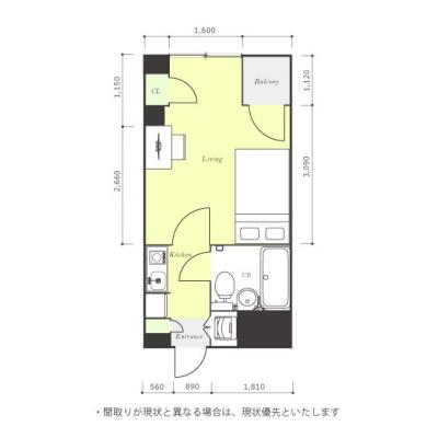 ●2026年4月30日から入居可●ユニオンマンスリー西八王子駅前２　208　1K・セミダブル☆◆インターネット無料の部屋◆安心のオートロック＆モニター付きインターフォン完備♪の間取り図