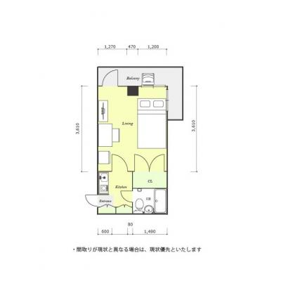 ユニオンマンスリー鷺沼１　206　1K・セミダブル☆東急田園都市線　鷺沼駅　徒歩9分。駅前には深夜1時まで営業のスーパー有の間取り図