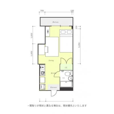 ユニオンマンスリー砂川七番１　322　1R・セミダブル☆砂川七番駅　徒歩6分。近くにコンビニ有の間取り図