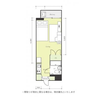 ユニオンマンスリー小田急相模原１　904　1R・セミダブル☆小田急線「小田急相模原駅」から徒歩３分の間取り図