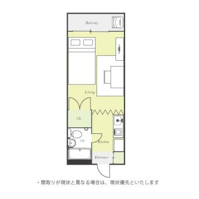 ユニオンマンスリー武蔵藤沢１　303　1R・セミダブル☆テレワーカー・受験生におすすめ、デスクがあるお部屋の間取り図