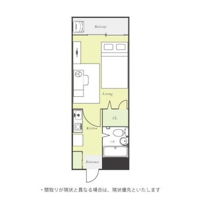 ユニオンマンスリー入間市１　302　1K・セミダブル☆最上階で眺めのいい快適なお部屋♪デスク＆チェア付き♪の間取り図