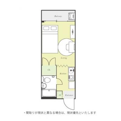 ユニオンマンスリー読売ランド前１　305　1R・セミダブル☆小田急小田原線読売ランド前駅から徒歩/女性に嬉しいドレッサーつきのお部屋の間取り図