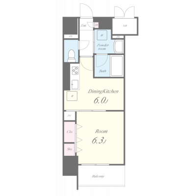 セイワマンスリー大須観音駅前2【禁煙】【1DK】【Wi-Fi無料】の間取り図