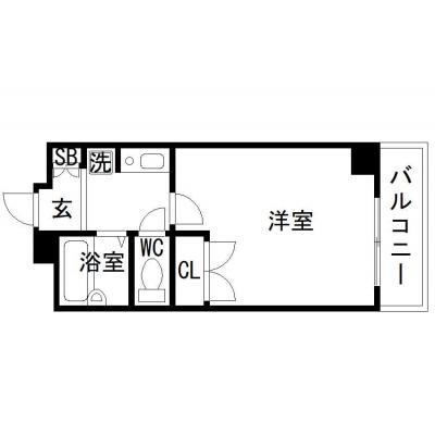 OneLife水天宮グランドバン【▼浴室乾燥機、バストイレ別、オートロック、□T-CAT徒歩圏内！】の間取り図