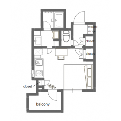 角部屋🔥1R★浴室乾燥機つき★24時間ゴミ出し可能★駅徒歩6分★芝公園203の間取り図