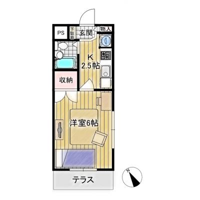Bizroom／パークビュー弐番館104　【インターネット無料】敷地内駐車場あり！おしゃれな欧風インテイリア！の間取り図