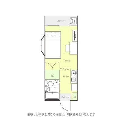 ユニオンマンスリー八王子片倉駅前１　201　1R・セミダブル☆の間取り図