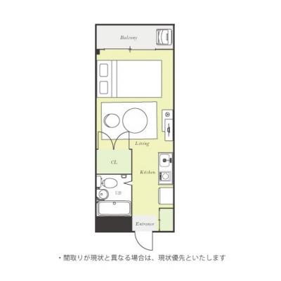 ユニオンマンスリー万願寺１　314　1R・セミダブル☆コンビニ至近/洗濯機や冷蔵庫など家電のあるお部屋■選べるWi-Fi格安レンタル中！の間取り図