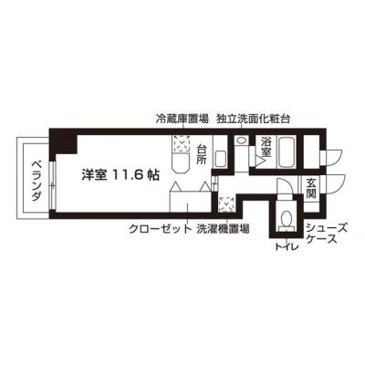 ナジックマンスリー南森町A5　7月初旬より入居可能☆南森町徒歩4分、梅田までも15分！宅配ボックスあり、無料Wi-Fi付☆の間取り図
