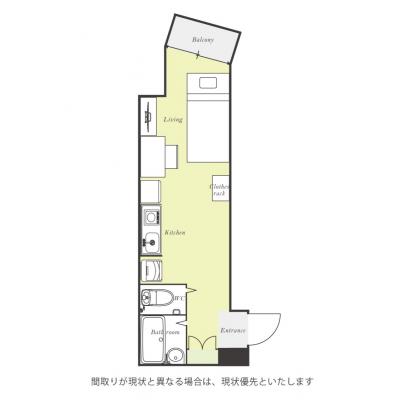ユニオンマンスリー国府台１　101　1R・シングル☆京成本線沿線、コンビニまで1分/人気の角部屋＆バストイレ別＆デスクのあるお部屋の間取り図