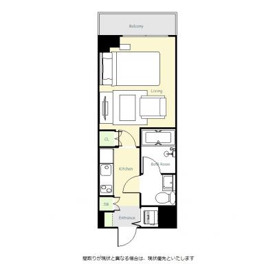 ユニオンマンスリー立川レジデンス１　204　1K・セミダブル・くつろぎstyle☆オートロック＆モニター付きインターフォン完備♪バストイレ別の間取り図