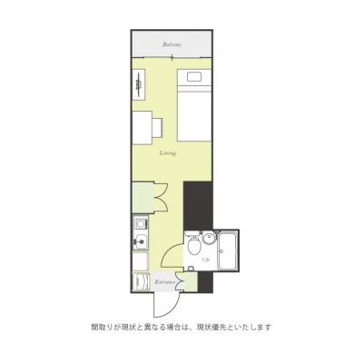 ユニオンマンスリー武蔵野台１　205　1R・シングル☆◆インターネット固定回線(有線・Wi-Fi)無料の部屋◆デスク＆チェア付き♪の間取り図