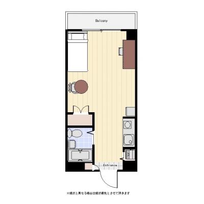 ユニオンマンスリー千葉本八幡１　208　1R・シングル☆◆インターネット固定回線（有線・Wi-Fi）無料の部屋◆の間取り図