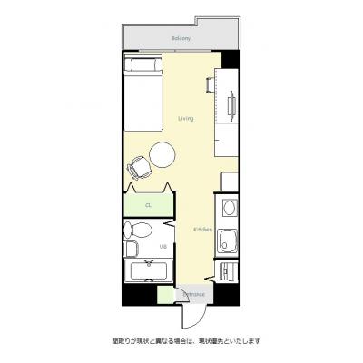 ユニオンマンスリー千葉本八幡１　214　1R・シングル☆◆インターネット固定回線（有線・Wi-Fi）無料の部屋◆の間取り図