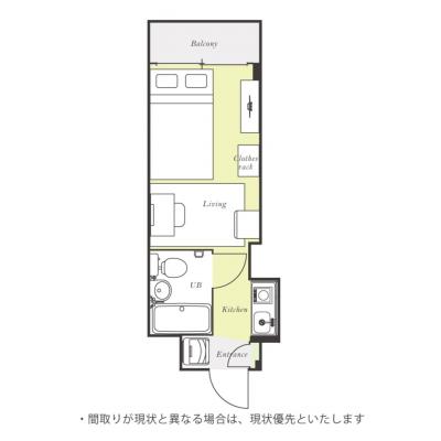 ユニオンマンスリー北越谷２　206　1R・セミダブル☆南越谷・草加・北千住まで１本。北千住まで最短20分♪駅近くには東急ストアや100円ショップが入ったショッピングモール「パルテきたこし店」ありの間取り図