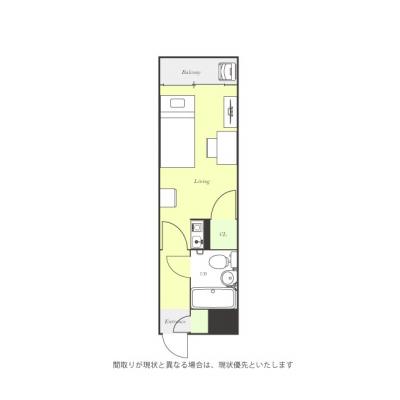 ユニオンマンスリー飯能１　105　1R・シングル☆デスクや洗濯機などの生活家電があるお部屋の間取り図