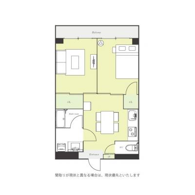 ユニオンマンスリー東小金井１　202　2DK・ダブル・くつろぎstyle【４名まで】の間取り図