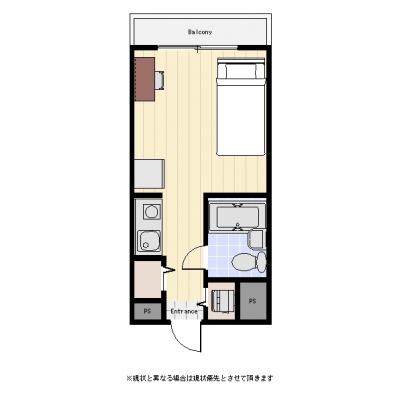 ●2026年2月11日から入居可●ユニオンマンスリー武蔵小杉駅前１　301　1R・シングル☆２面採光で日当たり抜群♪人気のデスク＆チェア付き♪の間取り図