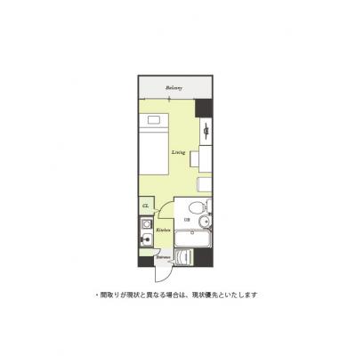 ユニオンマンスリー横浜駅西口１　506　1R・シングル☆【禁煙ルーム】法人もまとめて入居可♪安心のオートロック完備♪■京急本線「神奈川駅」徒歩4分の間取り図