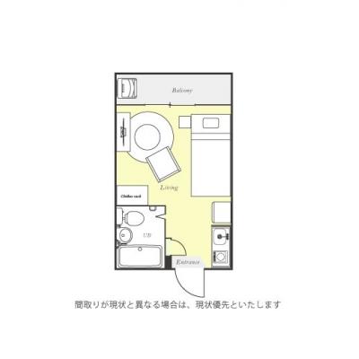ユニオンマンスリー東船橋ルーチェ１　102　1R・シングル☆パリアパルトマン風＆アクセントクロスの間取り図