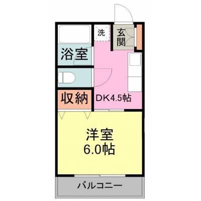 マンスリー千代田【1DK・無料駐車場あり・ネット無料・備品追加料金無し】の間取り図