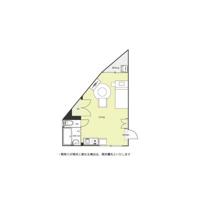ユニオンマンスリーつつじヶ丘２　105　1R・シングル☆人気の角部屋♪バストイレ別♪ソファ＆ローテーブルのある快適なお部屋♪の間取り図