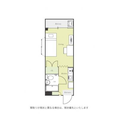 ユニオンマンスリー高松１　301　1R・シングル☆人気の角部屋＆２面採光で日当たり抜群♪デスク＆チェアのあるお部屋の間取り図