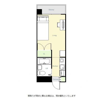 ユニオンマンスリー相模原２　903　1R・シングル☆◆インターネット固定回線(有線)無料の部屋◆宅配BOX完備♪人気のデスク＆チェア付き♪の間取り図