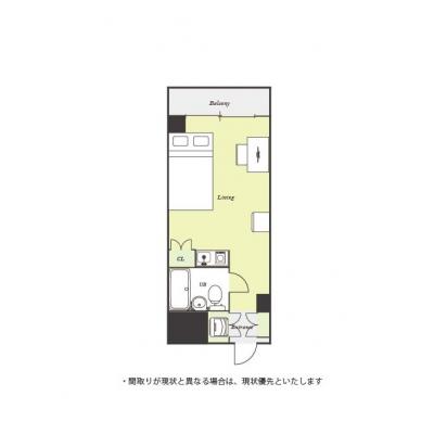 ユニオンマンスリー船橋３　407　1R・セミダブル☆２面採光で明るいお部屋♪オートロック完備♪人気のデスク＆チェア付き♪の間取り図