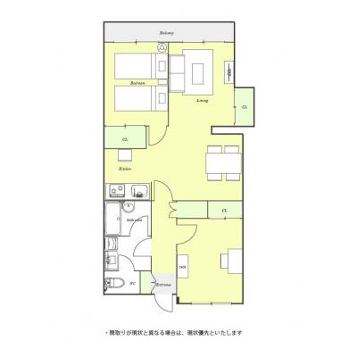 ユニオンマンスリー柏３　302　2LDK・ツイン・くつろぎstyle【４名まで】☆バストイレ別・洗浄便座・独立洗面台♪の間取り図