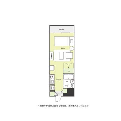 ユニオンマンスリー幕張本郷フルール１　2024　1R・シングル☆【禁煙ルーム】◆インターネット固定回線（有線）無料の部屋◆オートロックの間取り図