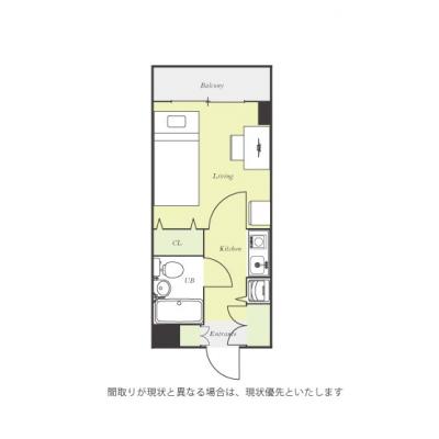 ユニオンマンスリー東船橋２　502　1K・シングル☆◆インターネット固定回線（有線）無料の部屋◆インターフォン完備♪デスク＆チェア付き♪の間取り図