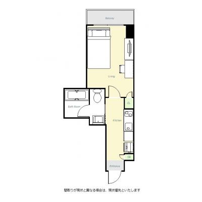 ユニオンマンスリー町田レジデンス１　502　1K・セミダブル☆◆インターネット固定回線（Wi-Fi）無料の部屋◆宅配BOX完備♪バストイレ別の間取り図