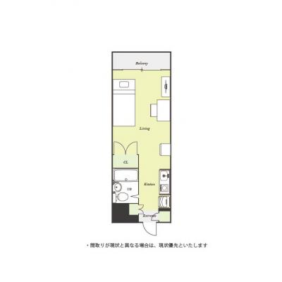 ユニオンマンスリー幕張本郷フルール１　1004　1R・シングル☆【禁煙ルーム】◆インターネット固定回線（有線）無料の部屋◆オートロックの間取り図