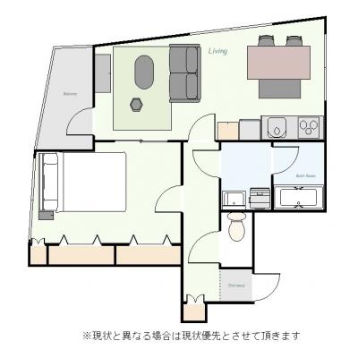 ユニオンマンスリー小田急相模原ガーデンヒルズ　202　1LDK・ダブル・くつろぎstyle【４名まで】☆◆インターネット（Wi-Fi）無料の部屋◆の間取り図