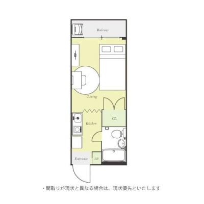 ユニオンマンスリー読売ランド前１　111　1R・セミダブル☆女性に嬉しいドレッサーつき♪小田急線利用で新宿や海老名へダイレクトアクセスの間取り図