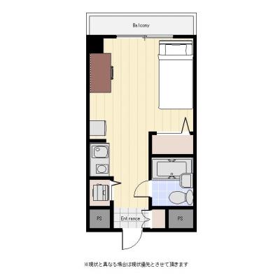 ユニオンマンスリー浦和１　602　1R・セミダブル☆オートロック完備♪人気のデスク＆チェア付き♪室内洗濯機完備♪の間取り図