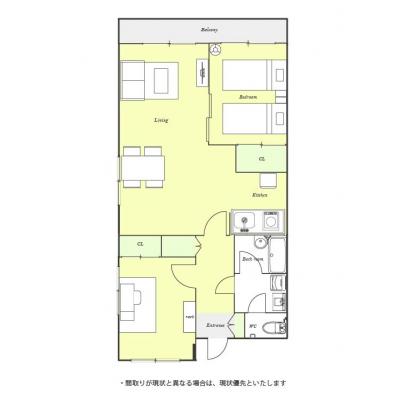 ユニオンマンスリー柏３　201　2LDK・ツイン・くつろぎstyle【４名まで】☆バストイレ別・独立洗面台♪ダイニングセット付♪の間取り図